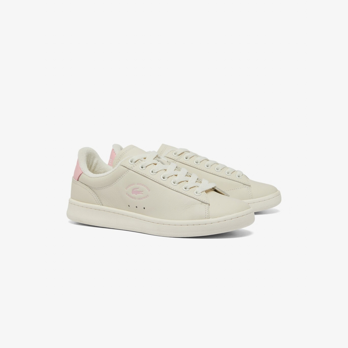 Tenis Lacoste Carnaby Set Blanco Hueso / Rosa Claro Mujer