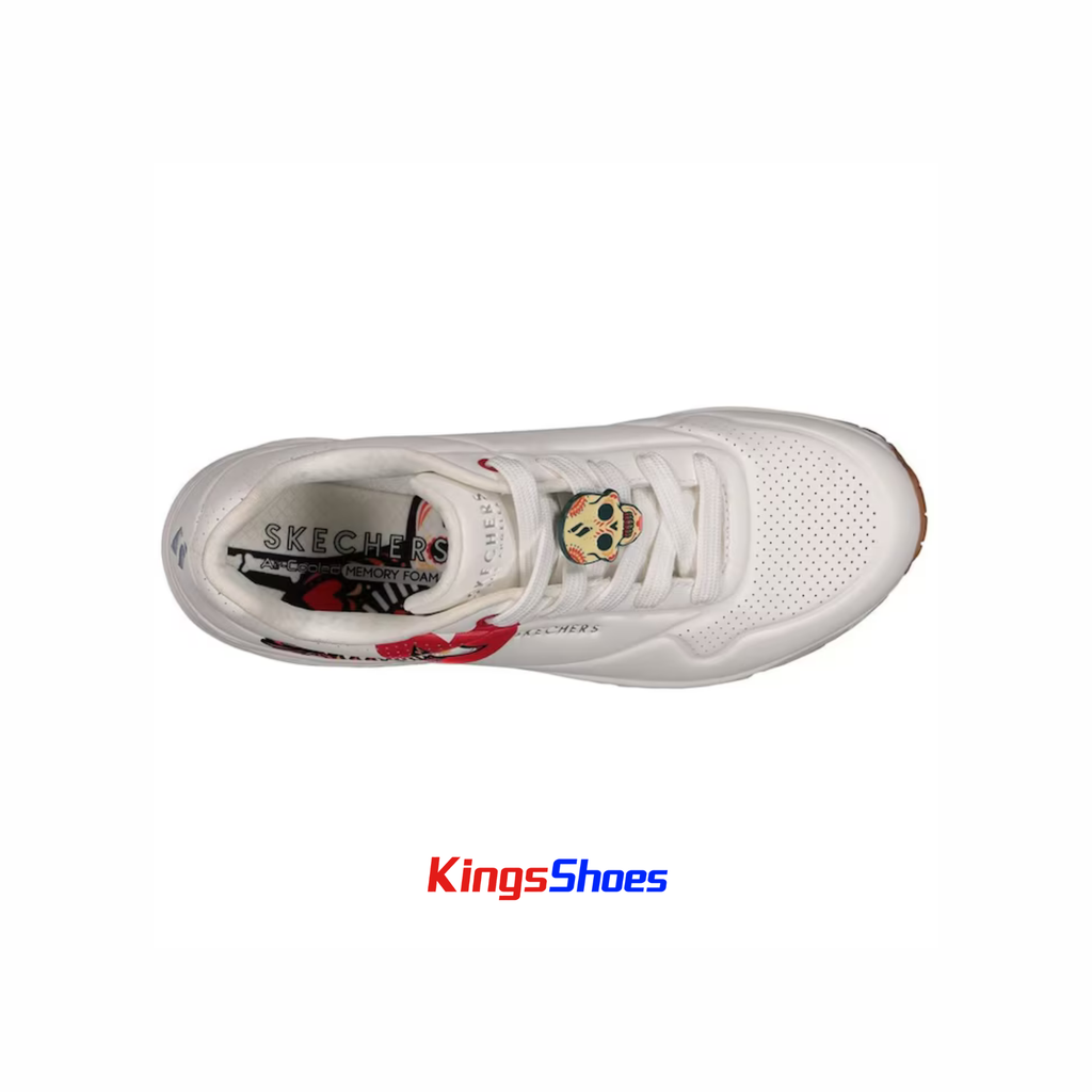 Tenis Skechers Street Uno Día de Muertos Huellitas Eternas / Blanco