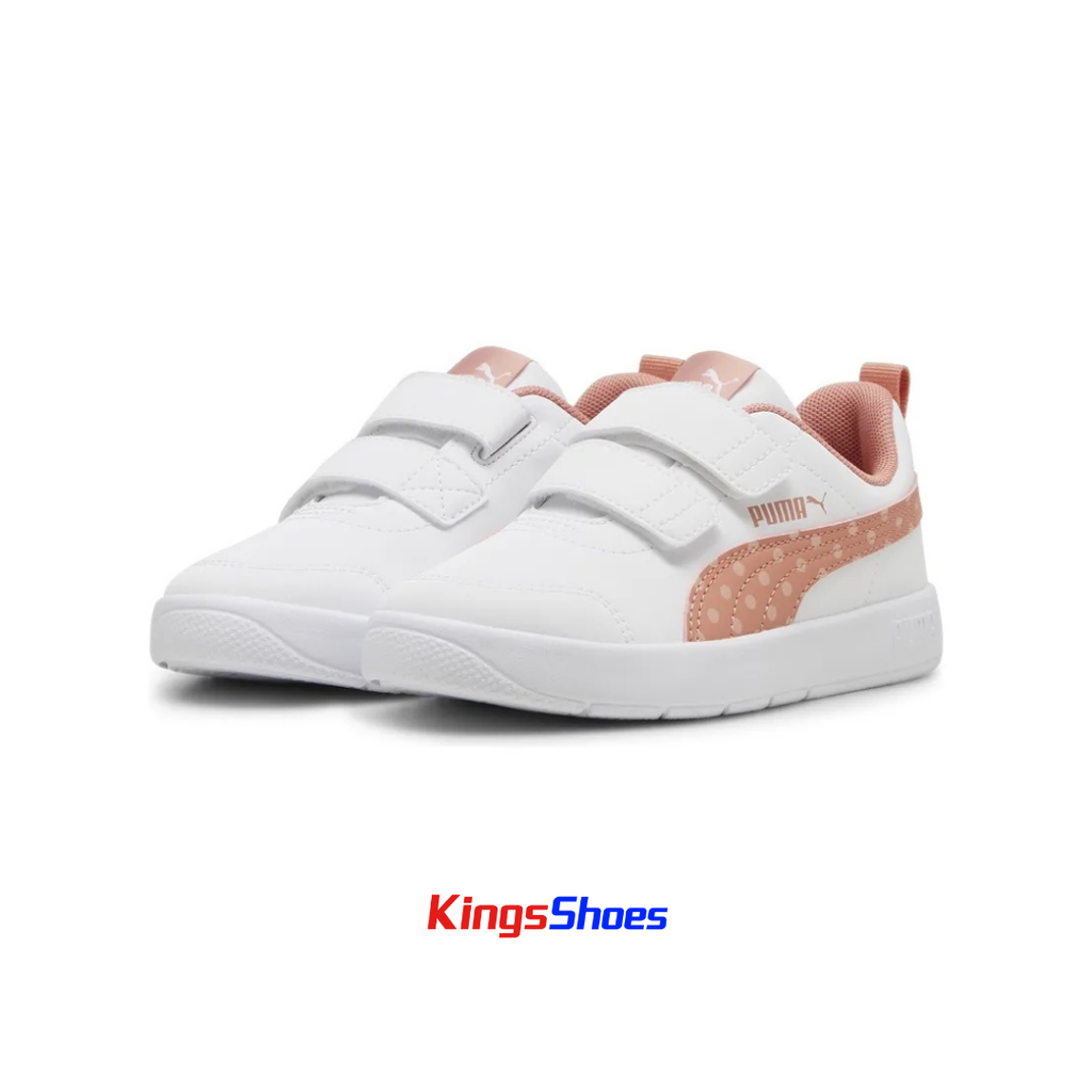 Tenis Casual Puma Courtflex V3 Dotty | Blanco con rosa
