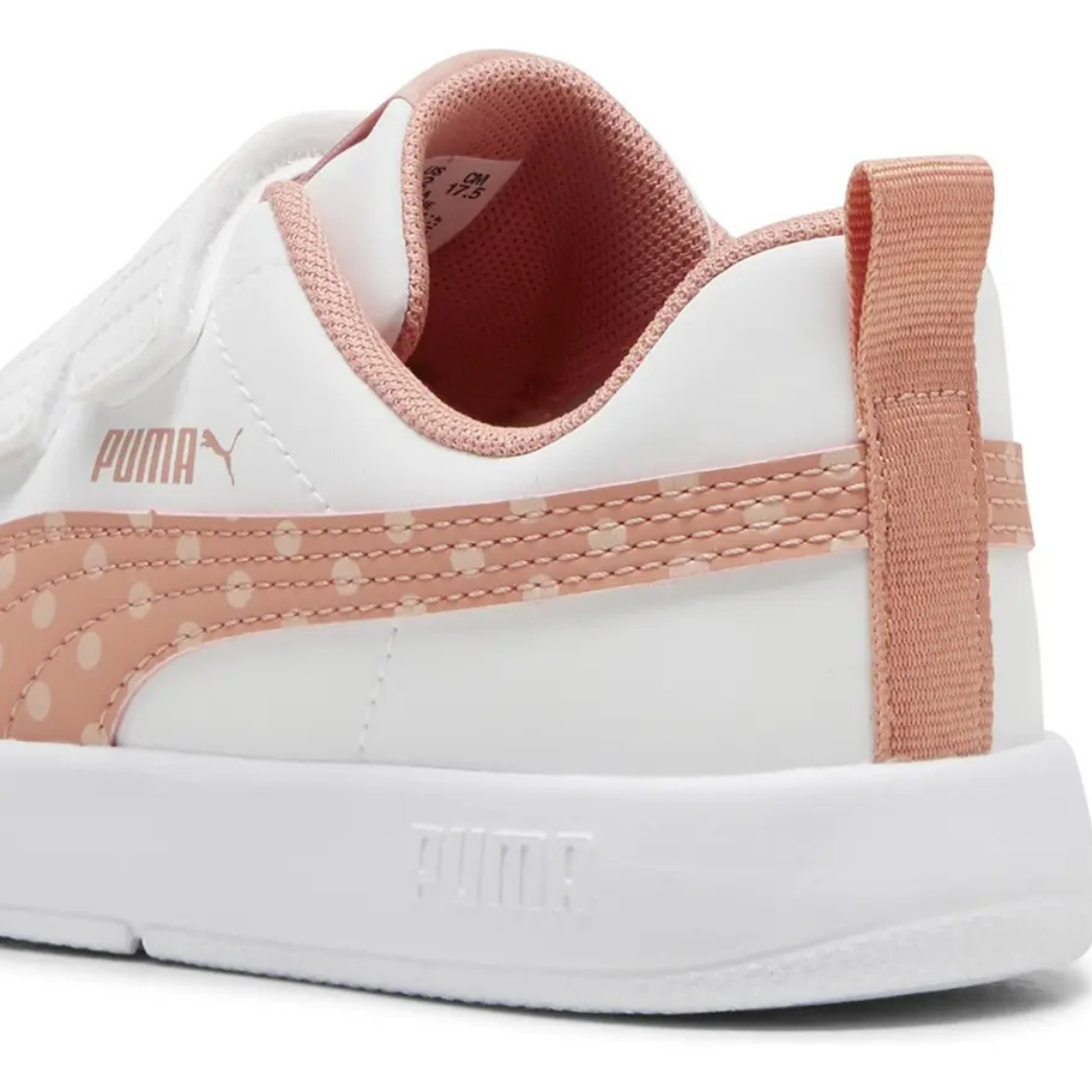 Tenis Casual Puma Courtflex V3 Dotty | Blanco con rosa